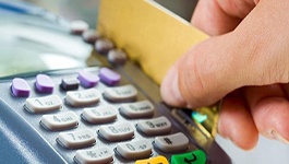 Hand sliding debit card in payment processor