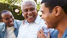 Dentures patient in Wakefield talking to family