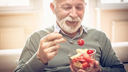 Dentures patient in Wakefield eating